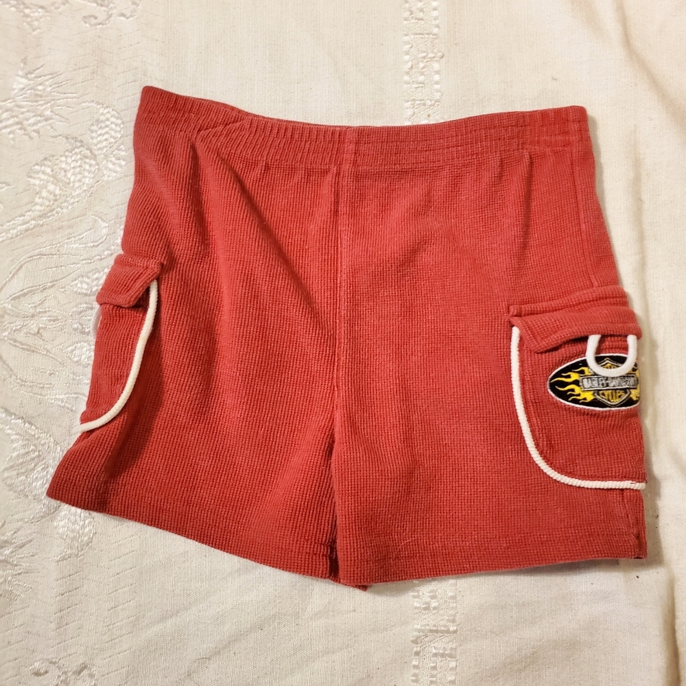 Vintage Harley-Davidson Kids Red Shorts / Swim Trunks 18 Mo
